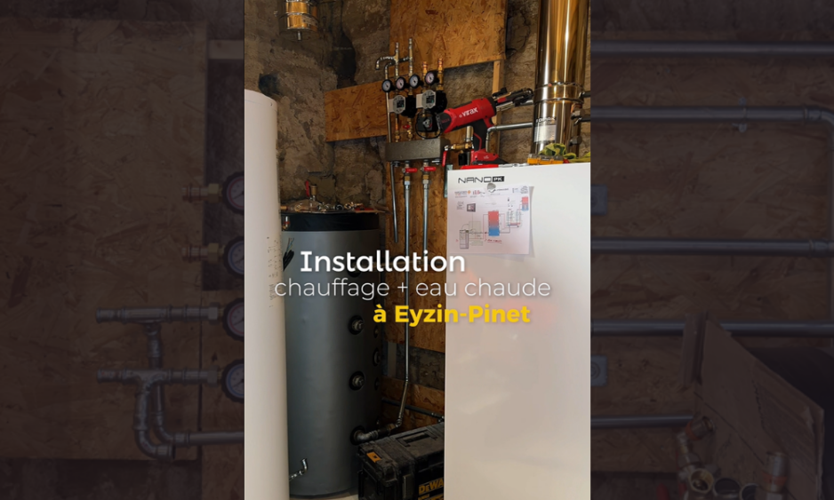 chaudière granulés 20kW ballon tampon chauffe-eau thermodynamique installation Eyzin-Pinet JC Ponsard