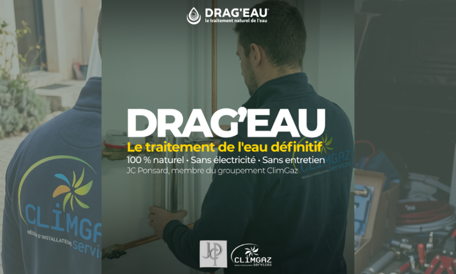 Technicien JC Ponsard installant l'anti-calcaire écologique Drag'eau.